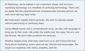 An image showing how Mailchimp explains its brand voice.