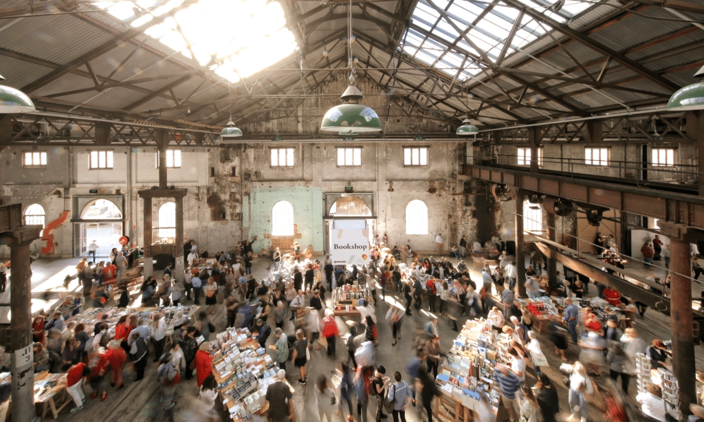 Sydney Writers' Festival bookshop and foyer at Carriageworks