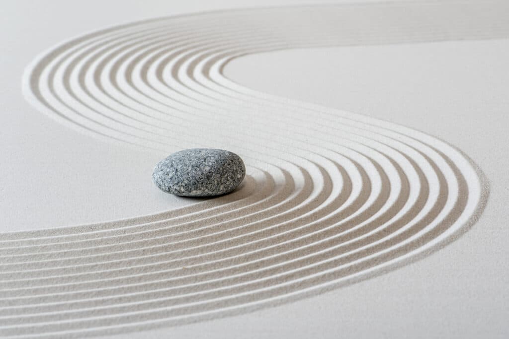 Japanese Zen rock garden to convey the idea of beauty in simplicity.